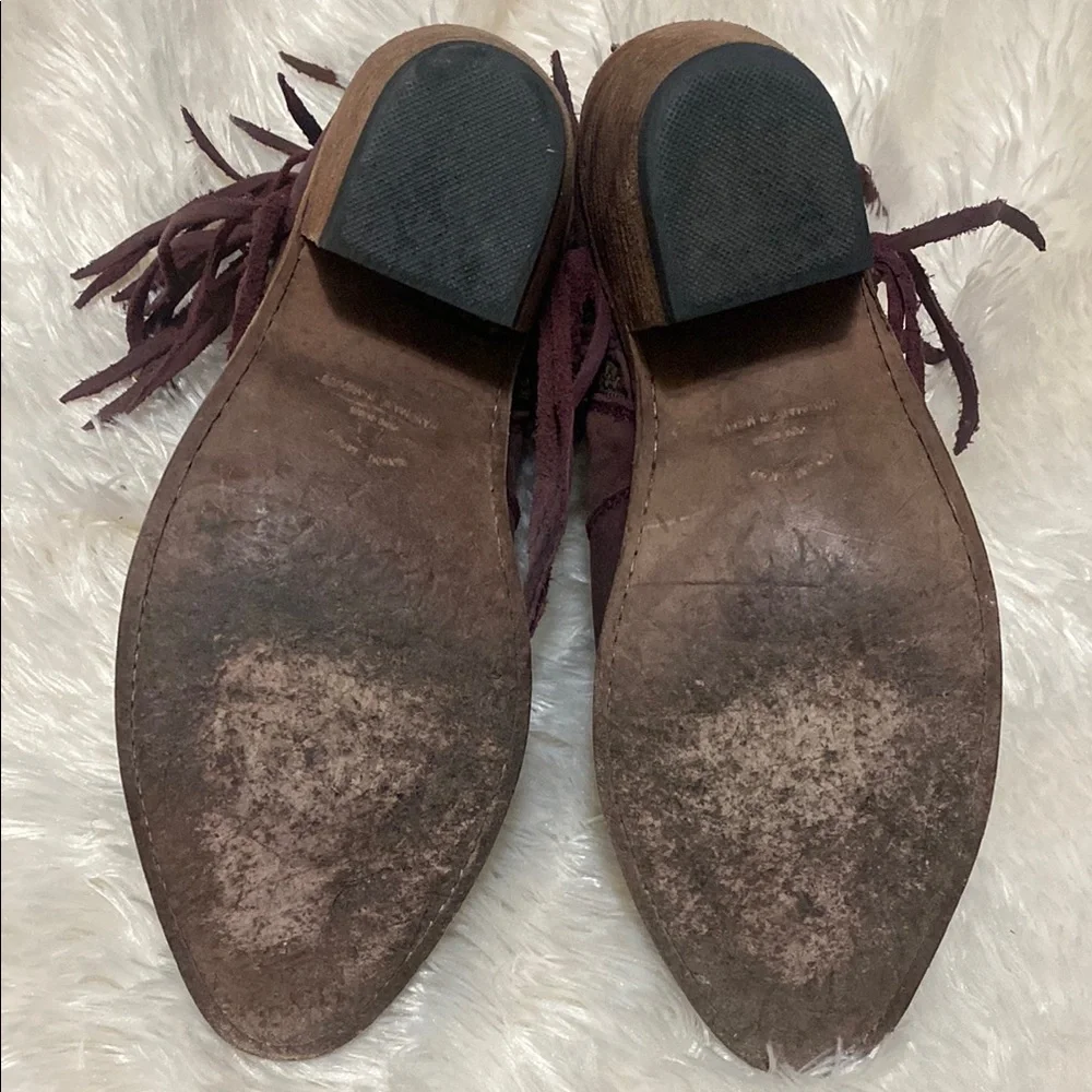 LIBERTY Black Purple Ankle Boots with Stylish Fringe - Picture 3 of 10
